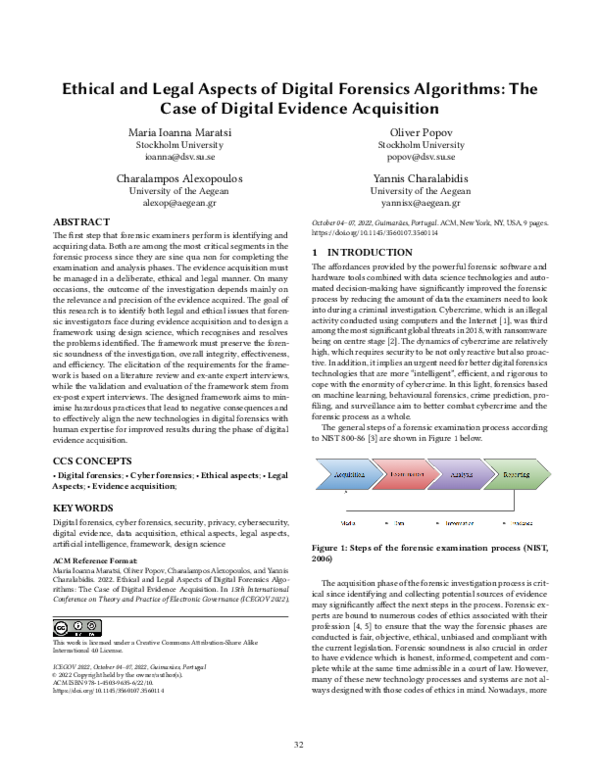 (PDF) Ethical and Legal Aspects of Digital Forensics Algorithms: The ...
