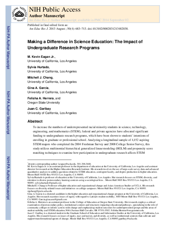 (PDF) Making a Difference in Science Education