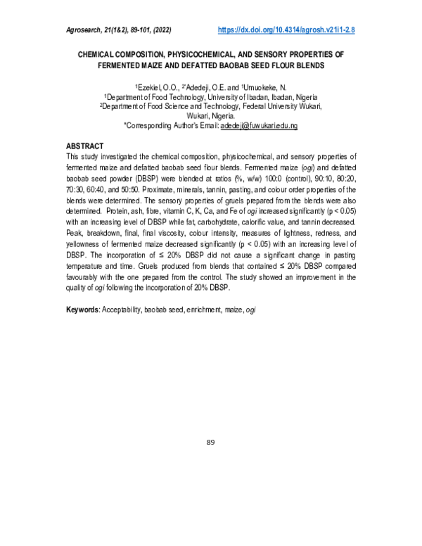 (PDF) Chemical composition, physicochemical, and sensory properties of ...