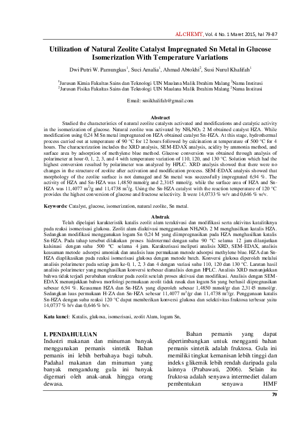 (PDF) Utilization of Natural Zeolite Catalyst Impregnated Sn Metal in ...