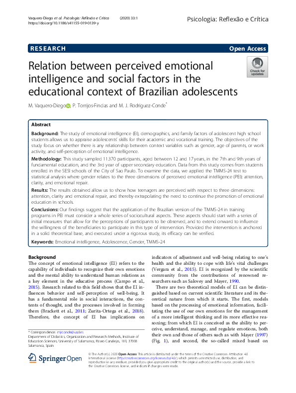 (PDF) Relation between perceived emotional intelligence and social ...