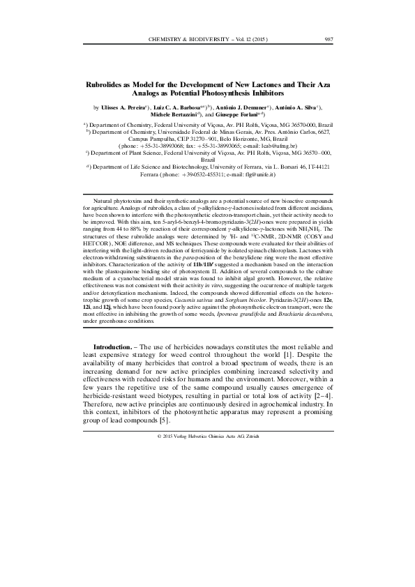 (PDF) Rubrolides as Model for the Development of New Lactones and Their ...