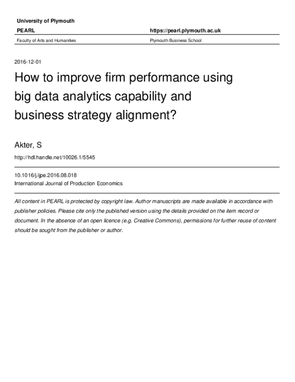 (PDF) How to improve firm performance using big data analytics ...