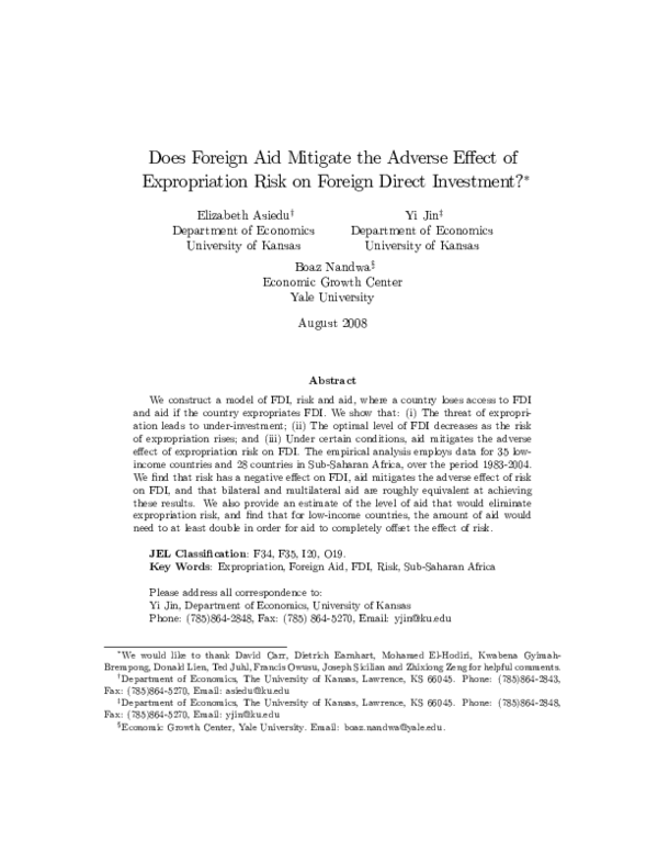 (PDF) Does foreign aid mitigate the adverse effect of expropriation ...