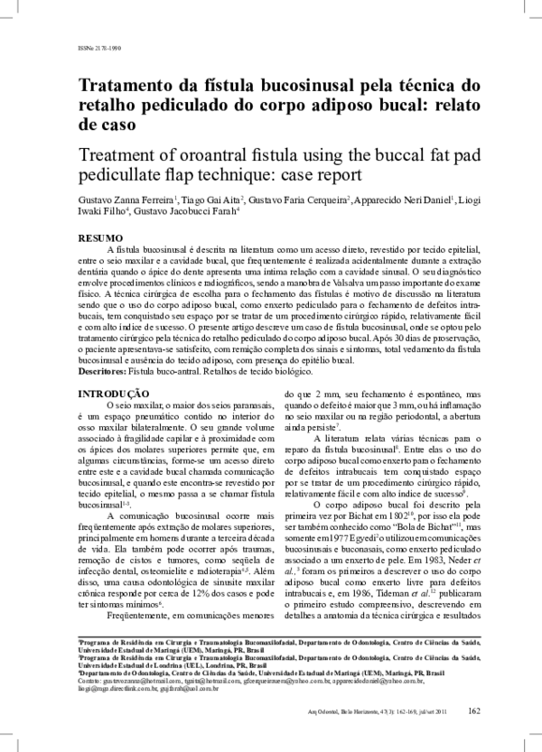 (PDF) Treatment of oroantral fistula using the buccal fat pad ...
