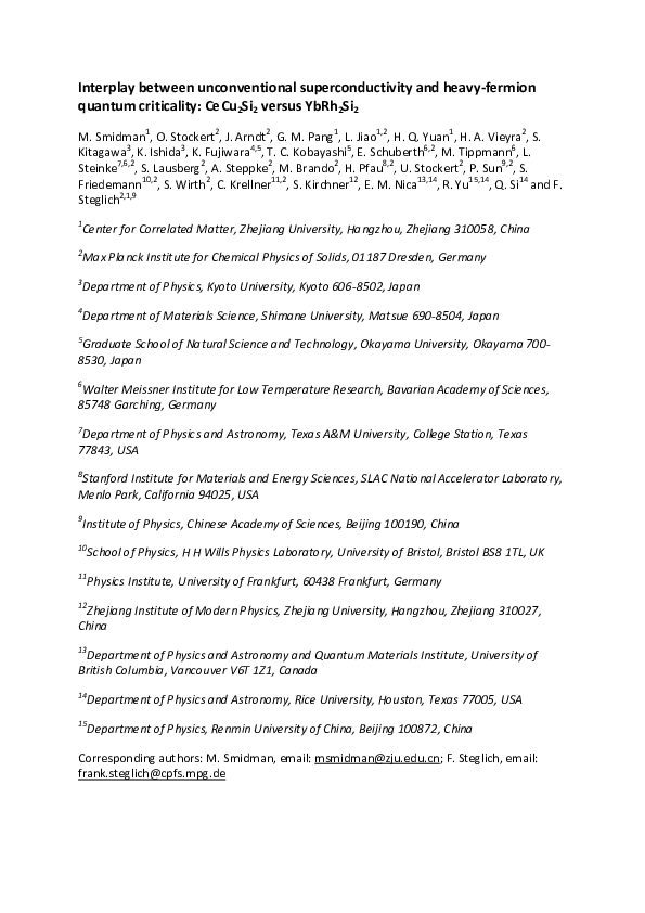 (PDF) Interplay between unconventional superconductivity and heavy ...
