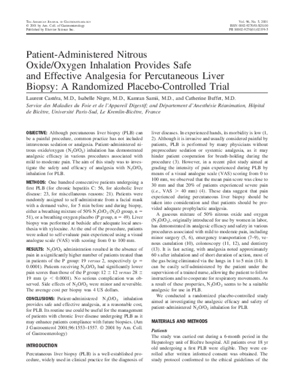 (PDF) Patientadministered nitrous oxide/oxygen inhalation provides