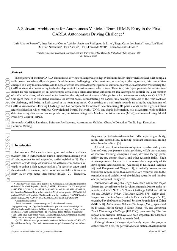 (PDF) A Software Architecture for Autonomous Vehicles: Team LRM-B Entry ...