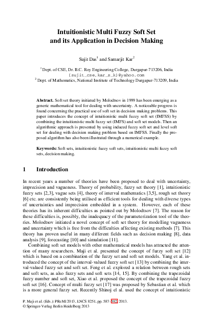 (PDF) Intuitionistic Multi Fuzzy Soft Set and its Application in ...