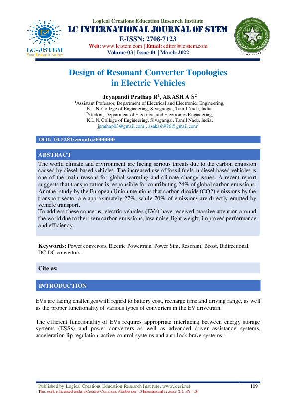 (PDF) Design of Resonant Converter Topologies in Electric Vehicles