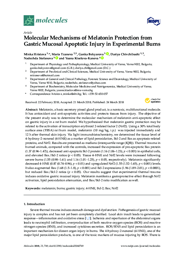 (PDF) Molecular Mechanisms of Melatonin Protection from Gastric Mucosal ...