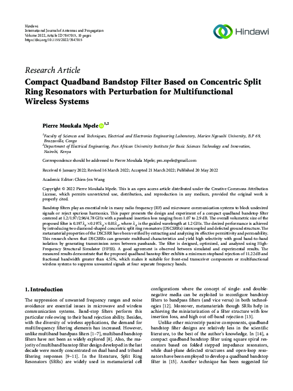 (PDF) Compact Quadband Bandstop Filter Based on Concentric Split Ring ...