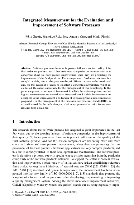(PDF) Integrated Measurement for the Evaluation and Improvement of ...