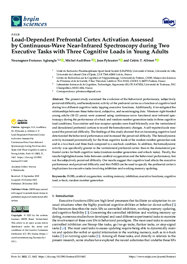 (PDF) Load-Dependent Prefrontal Cortex Activation Assessed by ...