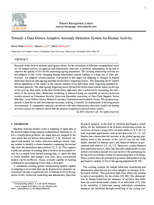 (PDF) Towards a data-driven adaptive anomaly detection system for human ...