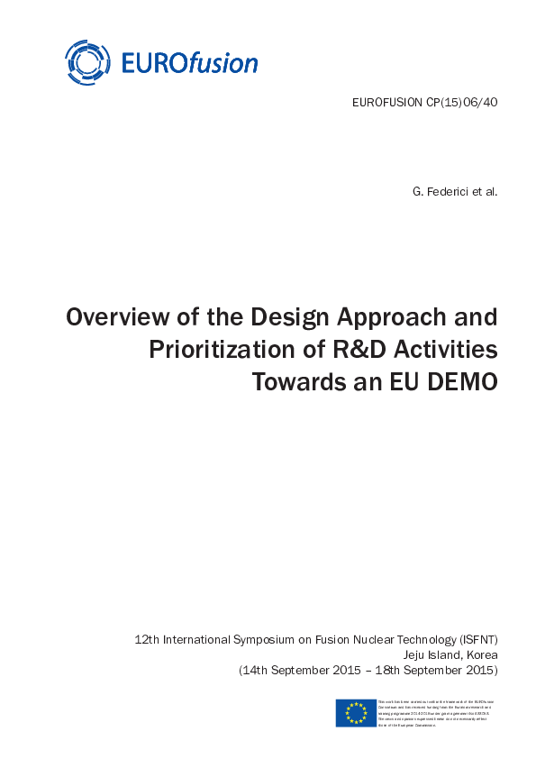 (PDF) Overview of the design approach and prioritization of R&D ...