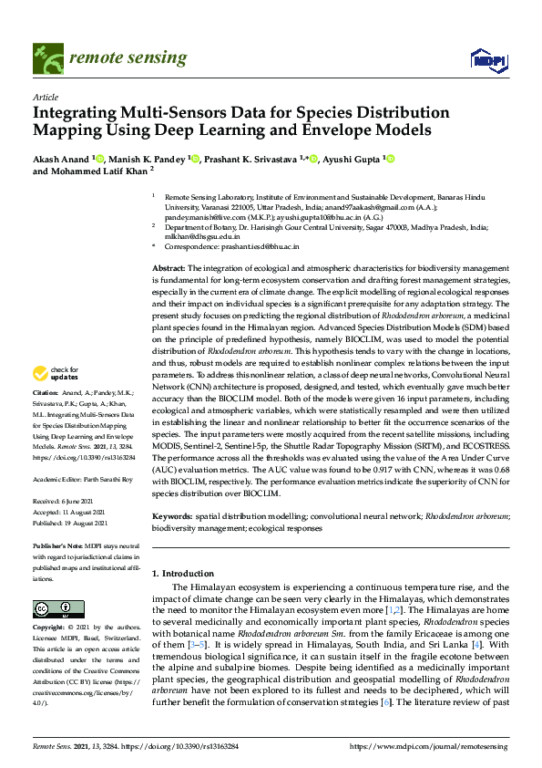 (PDF) Integrating Multi-Sensors Data for Species Distribution Mapping ...