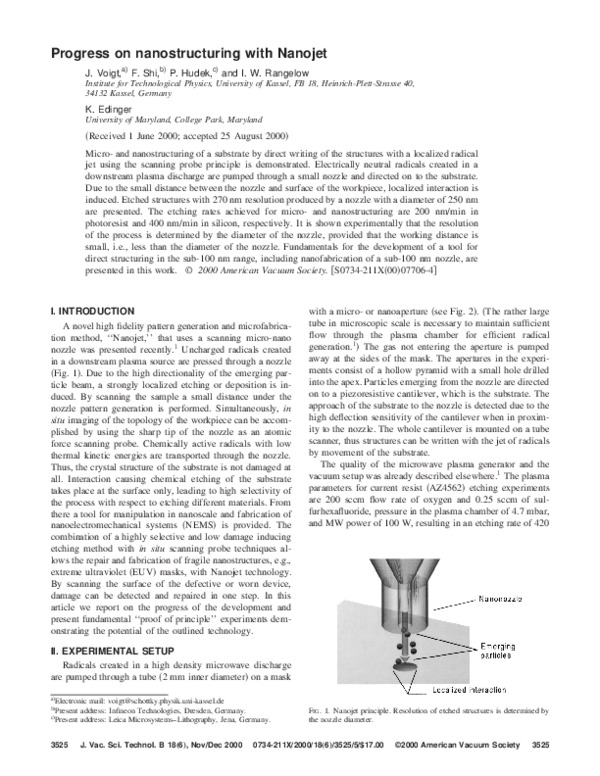 (PDF) Progress on nanostructuring with Nanojet