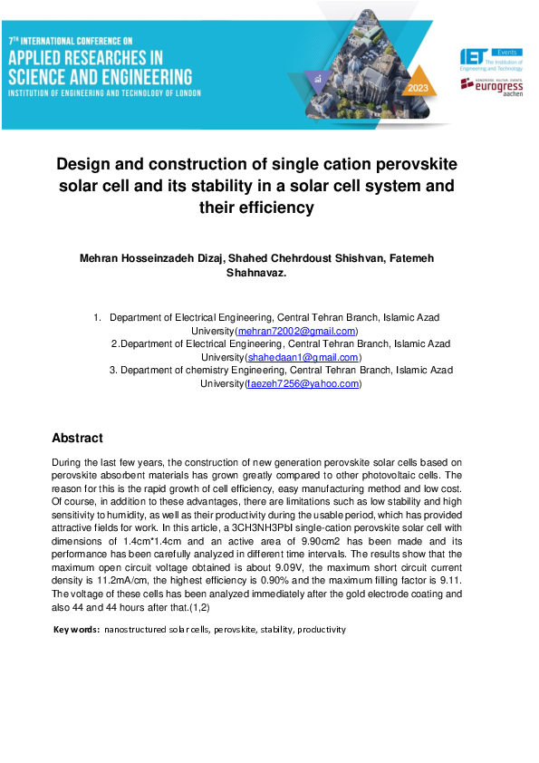 (PDF) Design and construction of single cation perovskite solar cell ...