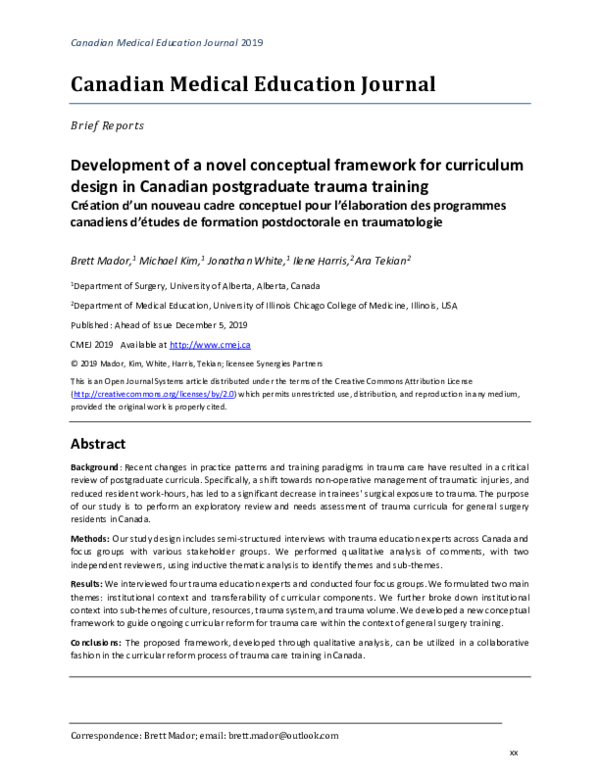 (PDF) Development of a novel conceptual framework for curriculum design ...