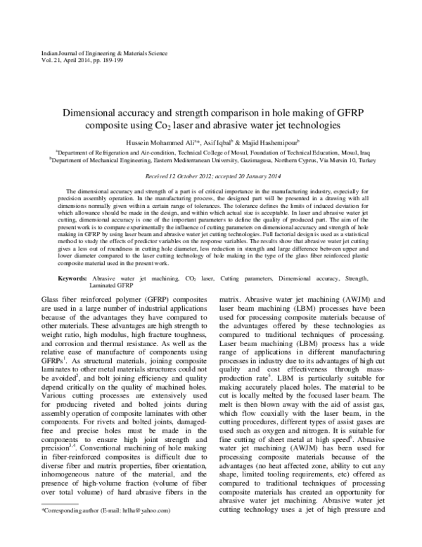(PDF) Dimensional accuracy and strength comparison in hole making of ...