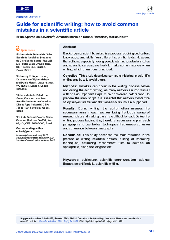 (PDF) Guide for scientific writing: how to avoid common mistakes in a ...