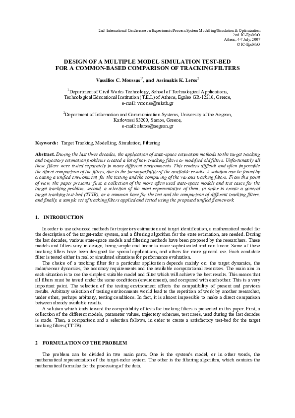 (PDF) Design of a Multiple Model Simulation Test-Bed for a Common-Based ...