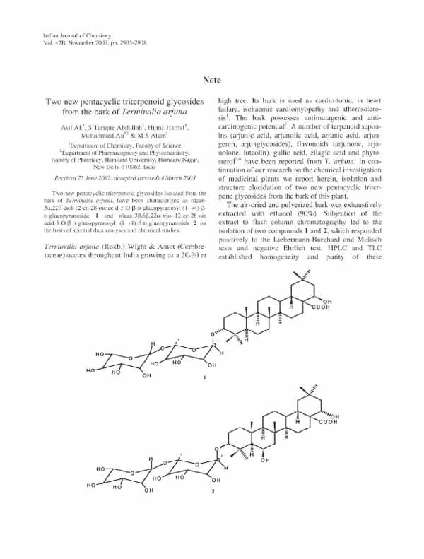 (PDF) Two New Pentacyclic Triterpenoid Glycosides from the Bark of ...