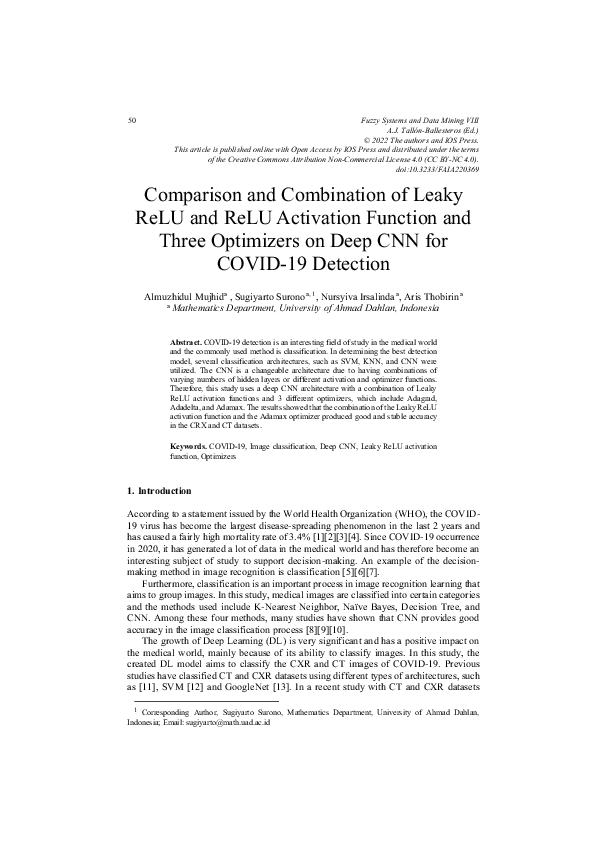(PDF) Comparison and Combination of Leaky ReLU and ReLU Activation ...