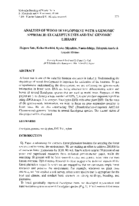 (PDF) Analysis of Wood Development with a Genomic Approach: Eucalyptus ...