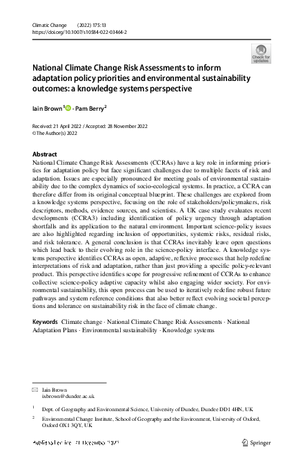 (PDF) National Climate Change Risk Assessments to inform adaptation ...