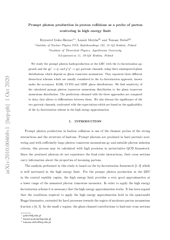 (PDF) Prompt photon production in proton collisions as a probe of ...