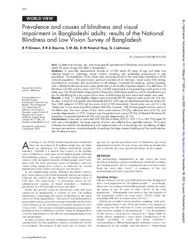 (PDF) Prevalence and causes of blindness and visual impairment in ...