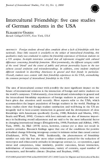 (PDF) Intercultural Friendship: Five case studies of German students in ...