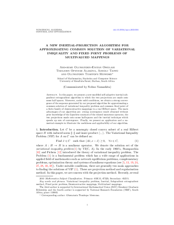 (PDF) A new inertial-projection algorithm for approximating common ...