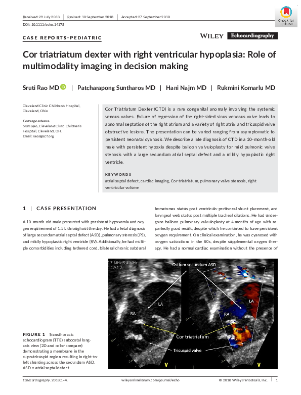 Cor triatriatum dexter with right ventricular hypoplasia: Role of multimodality imaging in decision making