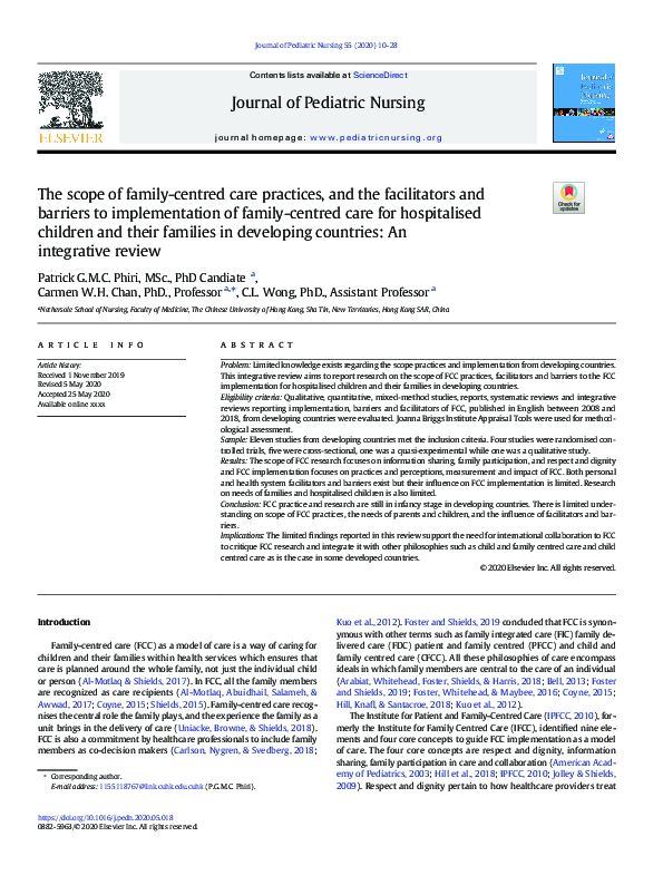 (PDF) The Scope of Family-Centred Care Practices, and the Facilitators ...