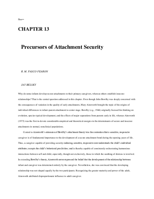 (PDF) Precursors of attachment security