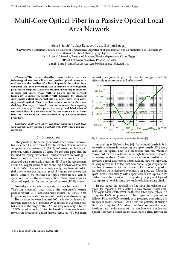 (PDF) Multi-core optical fiber in a passive optical local area network