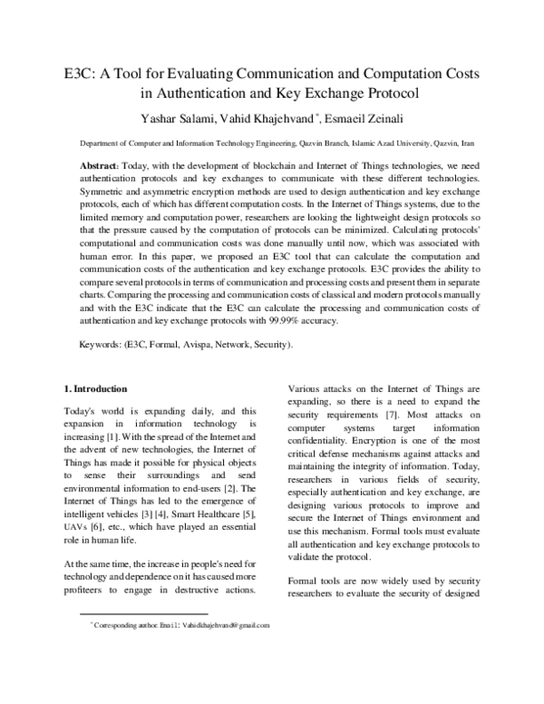 (PDF) E3C: A Tool for Evaluating Communication and Computation Costs in ...
