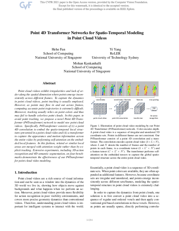 (PDF) Point 4D Transformer Networks for Spatio-Temporal Modeling in ...