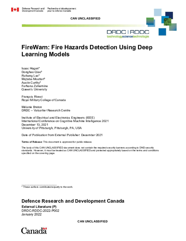 (PDF) FireWarn: Fire Hazards Detection Using Deep Learning Models
