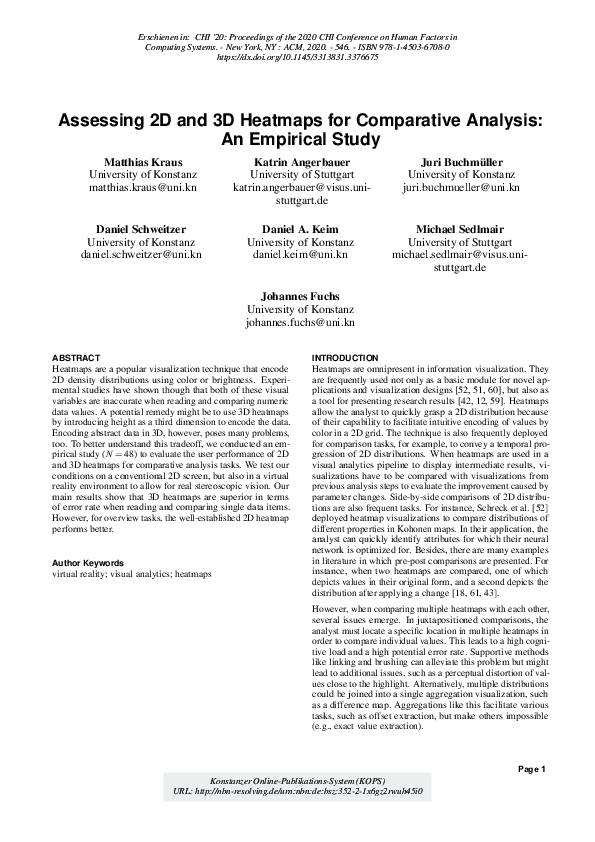 (PDF) Assessing 2D and 3D Heatmaps for Comparative Analysis