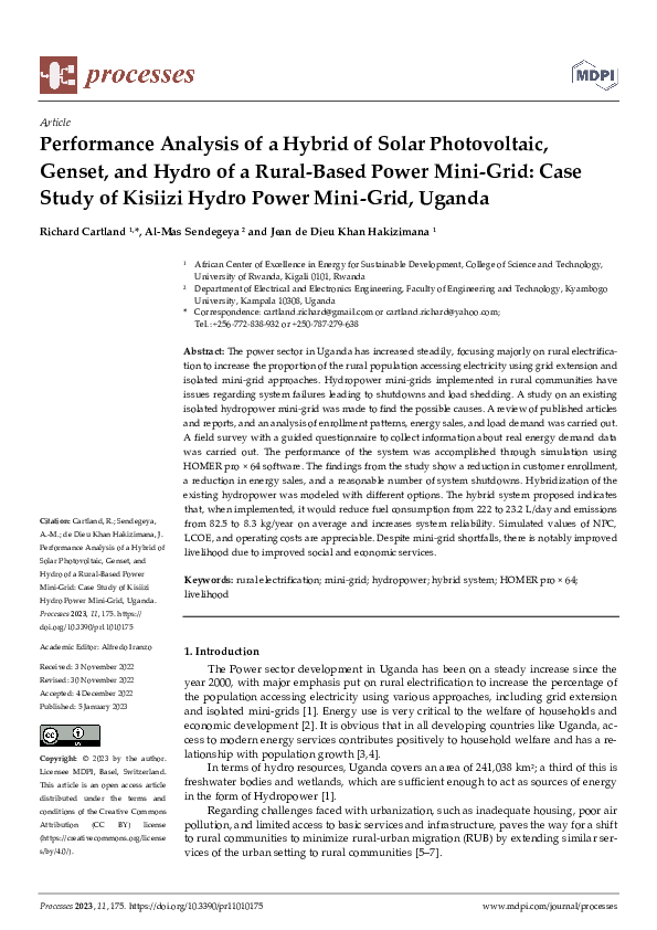(PDF) Performance Analysis of a Hybrid of Solar Photovoltaic, Genset ...