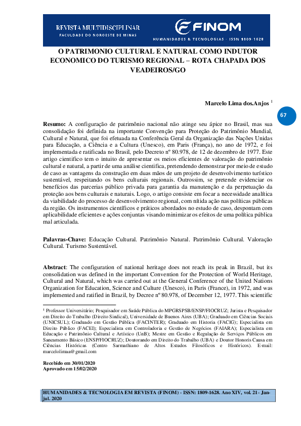 (PDF) O PATRIMONIO CULTURAL E NATURAL COMO INDUTOR ECONOMICO DO TURISMO ...