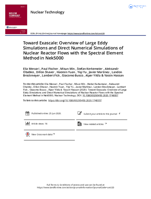 (PDF) Toward Exascale: Overview of Large Eddy Simulations and Direct ...