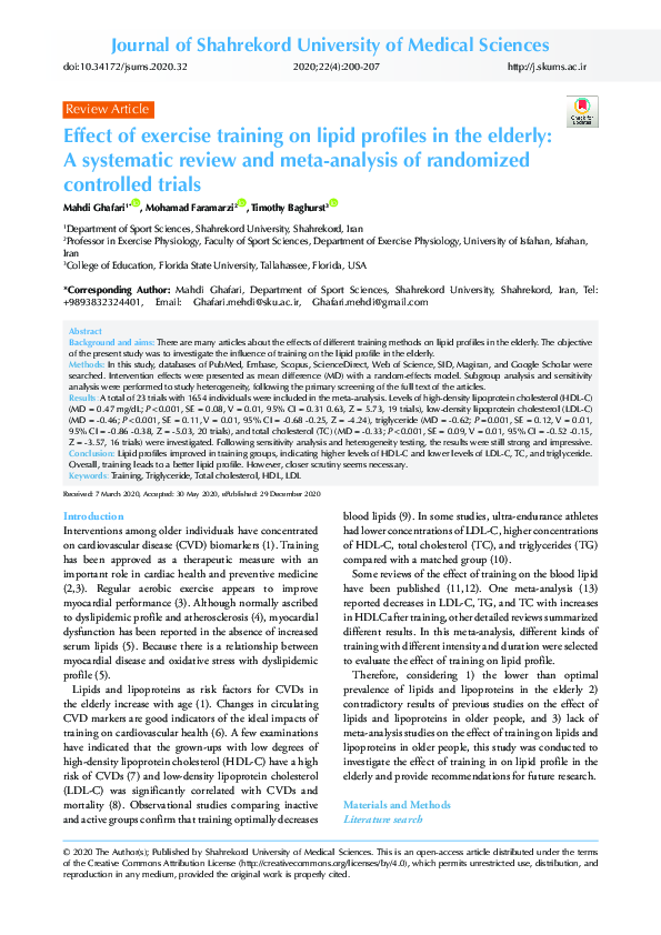 (PDF) Effect of exercise training on lipid profiles in the elderly: A ...