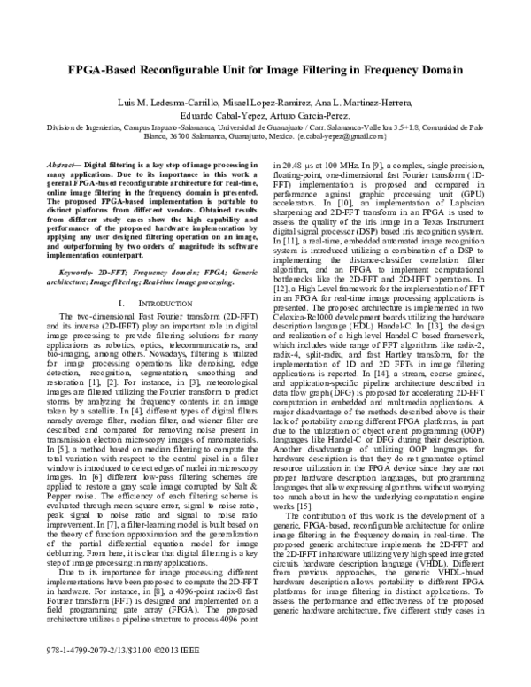 (PDF) FPGA-based reconfigurable unit for image filtering in frequency ...