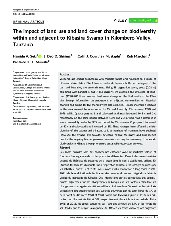 (PDF) The impact of land use and land cover change on biodiversity ...
