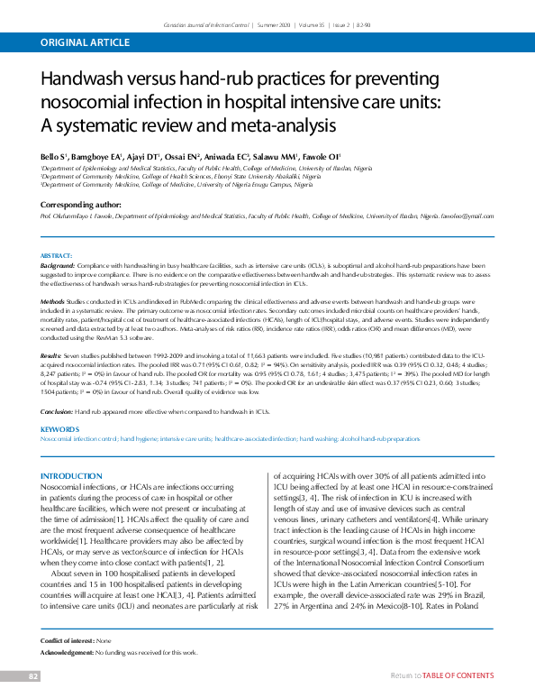 (PDF) Handwash versus handrub practices for preventing